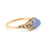 Victorian Chalcedony Diamond Ring-Charlotte Sayers Antique Jewellery
