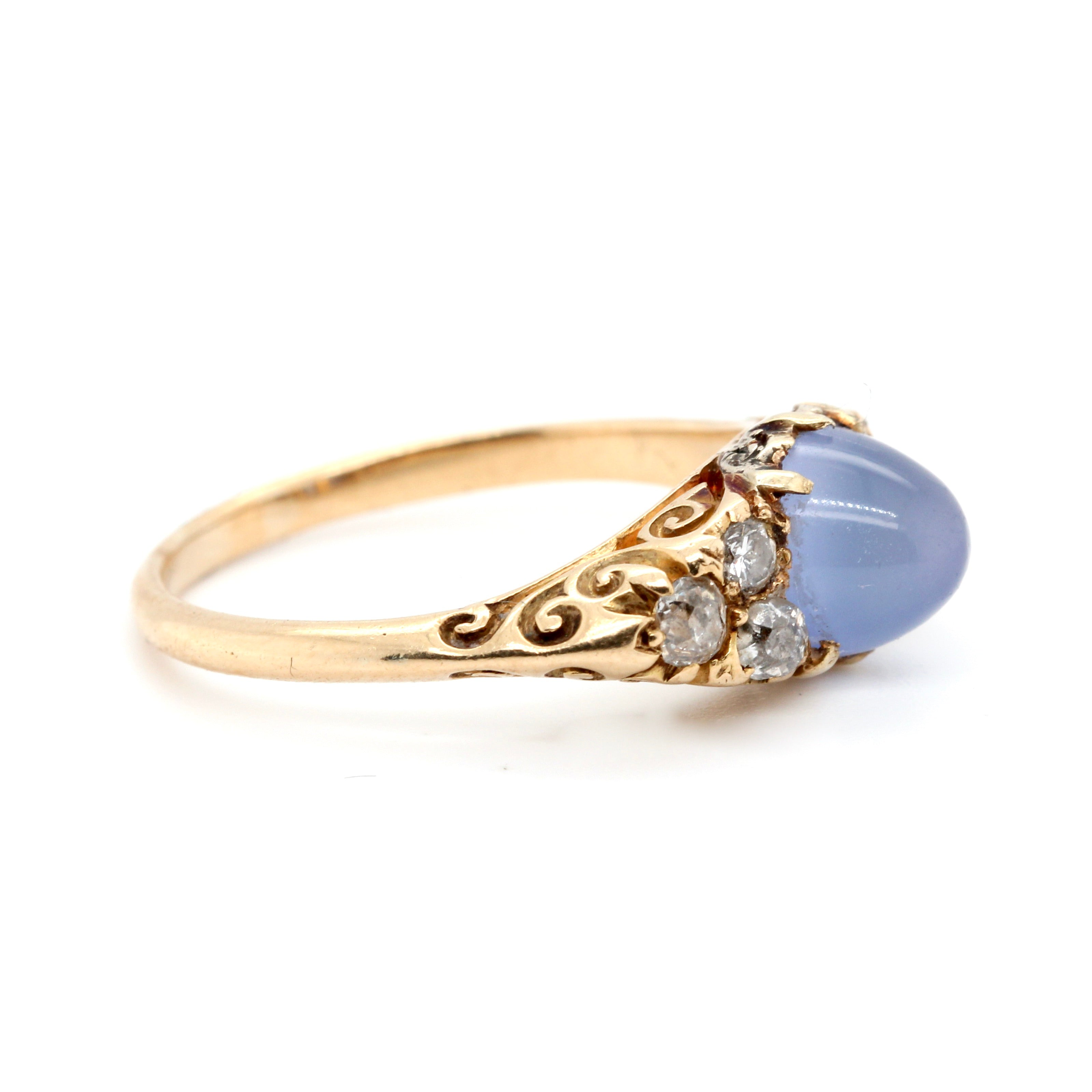 Victorian Chalcedony Diamond Ring-Charlotte Sayers Antique Jewellery