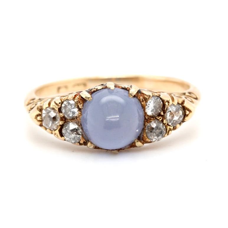 Victorian Chalcedony Diamond Ring-Charlotte Sayers Antique Jewellery
