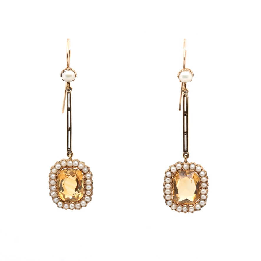 Victorian Citrine and Pearl Earrings – Charlotte Sayers