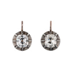 Victorian Collet Set Old Mine Cut Diamond Earrings-Charlotte Sayers Antique Jewellery