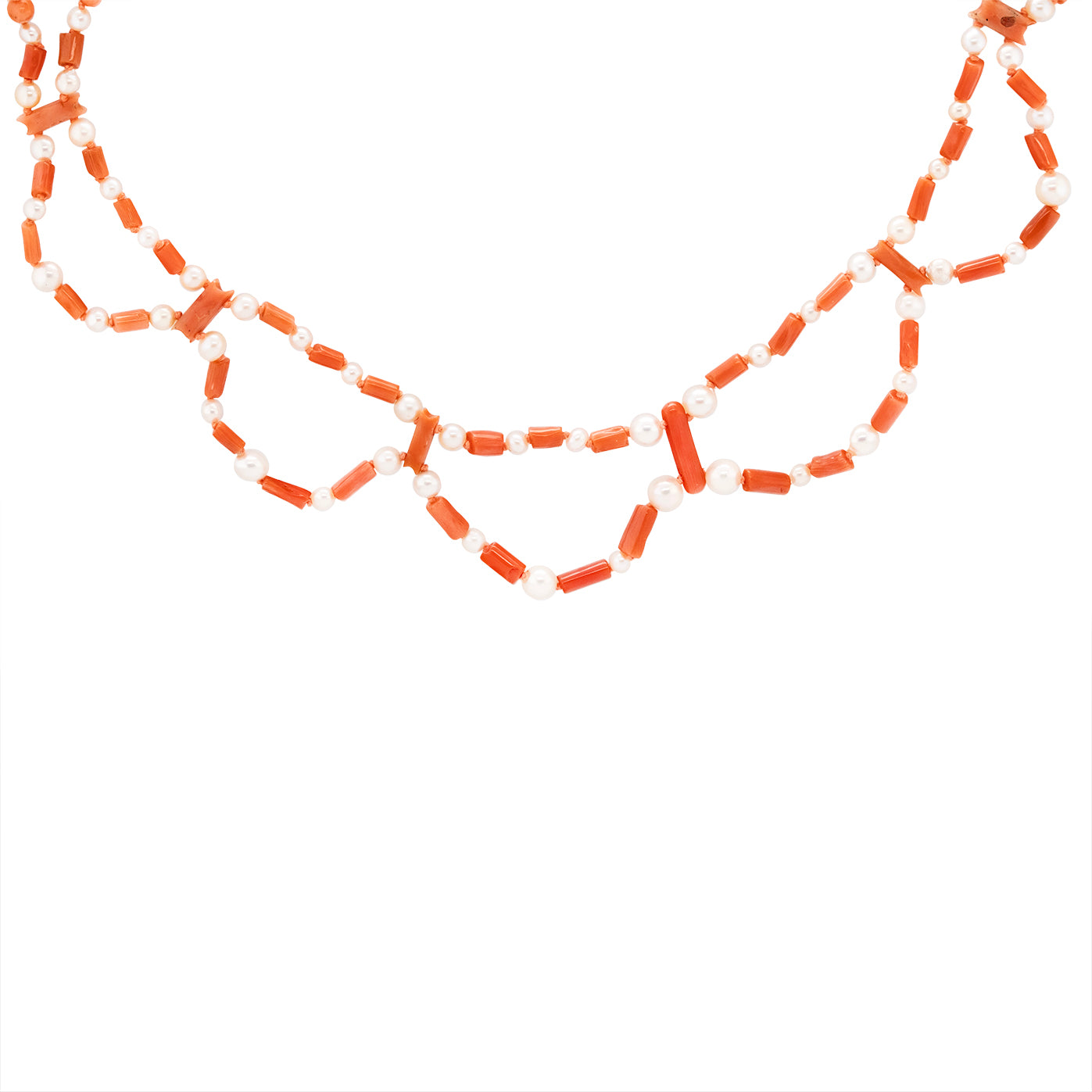 Victorian Coral and Pearl Necklace-Charlotte Sayers Antique Jewellery
