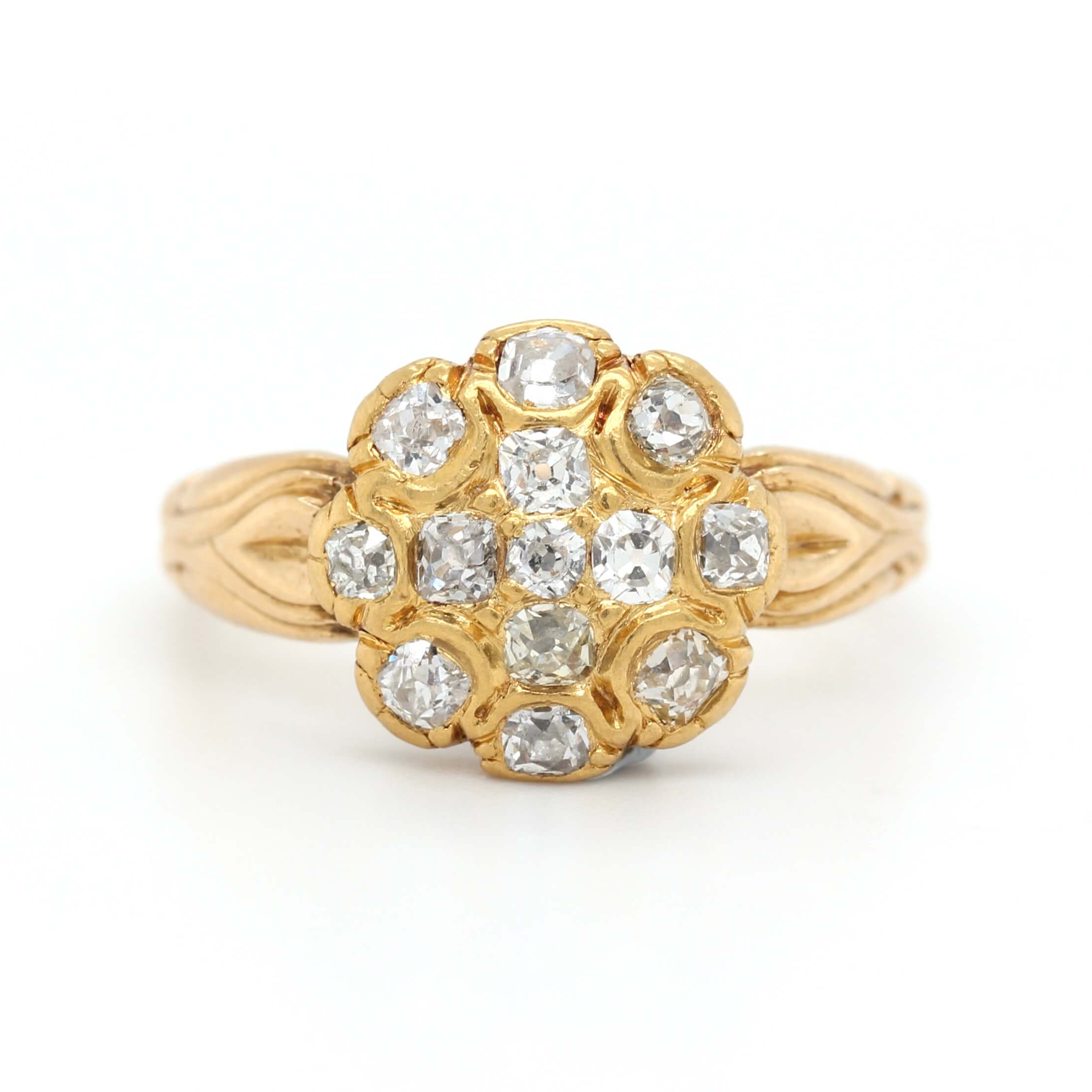 Victorian Diamond Cluster Ring-Charlotte Sayers Antique Jewellery
