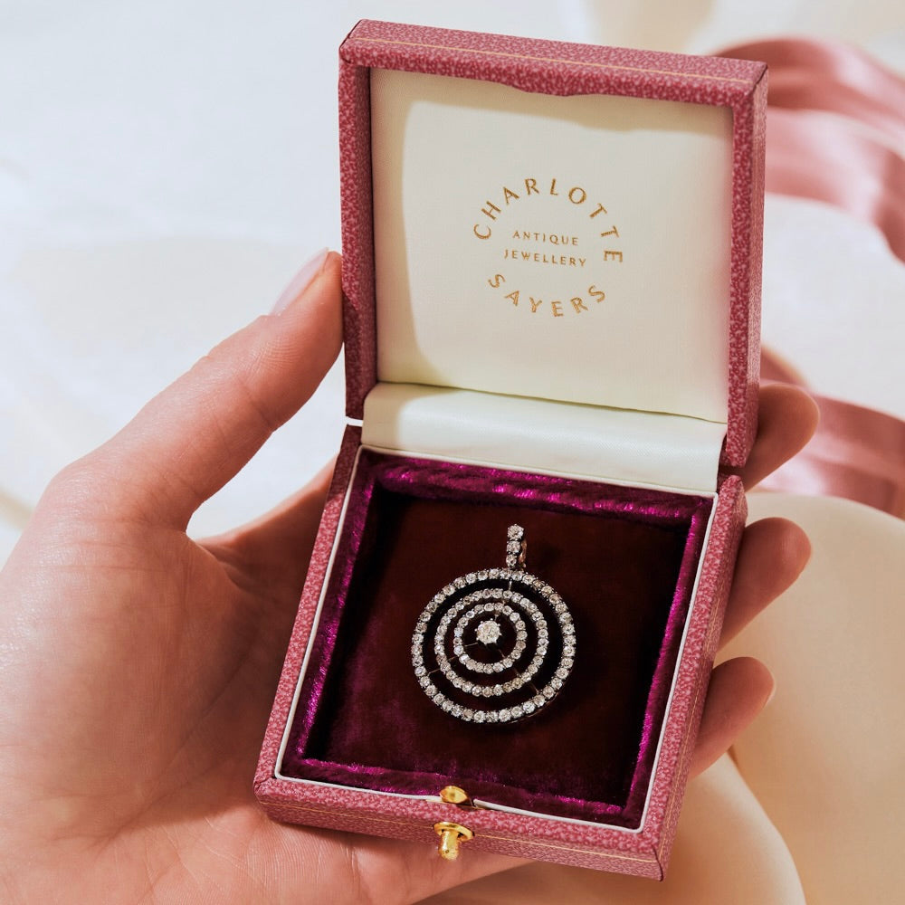 Victorian Diamond Concentric Circle Pendant-Charlotte Sayers Antique Jewellery