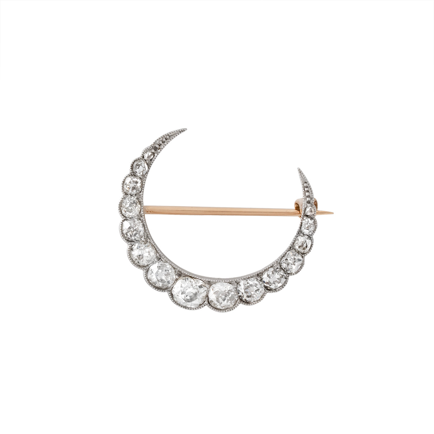 Victorian Diamond Crescent Brooch-Charlotte Sayers Antique Jewellery
