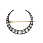 Victorian Diamond and Pearl Crescent Brooch-Charlotte Sayers Antique Jewellery