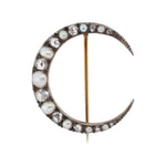 Victorian Diamond and Pearl Crescent Brooch-Charlotte Sayers Antique Jewellery