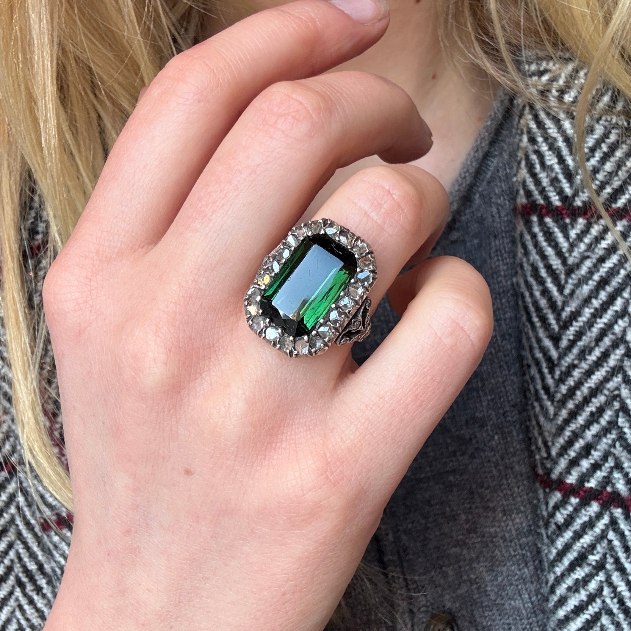 Victorian Diamond and Tourmaline Ring-Charlotte Sayers Antique Jewellery