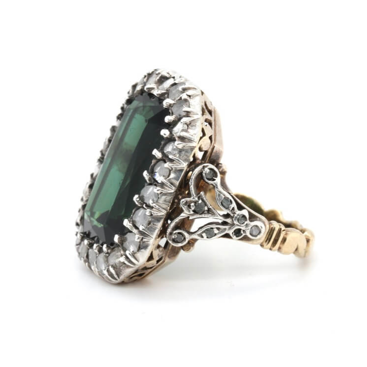 Victorian Diamond and Tourmaline Ring-Charlotte Sayers Antique Jewellery