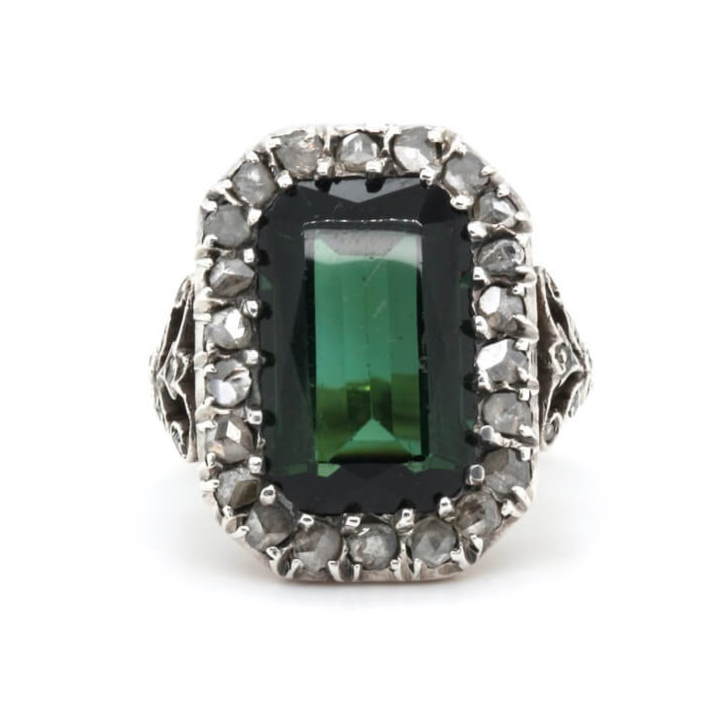 Victorian Diamond and Tourmaline Ring-Charlotte Sayers Antique Jewellery