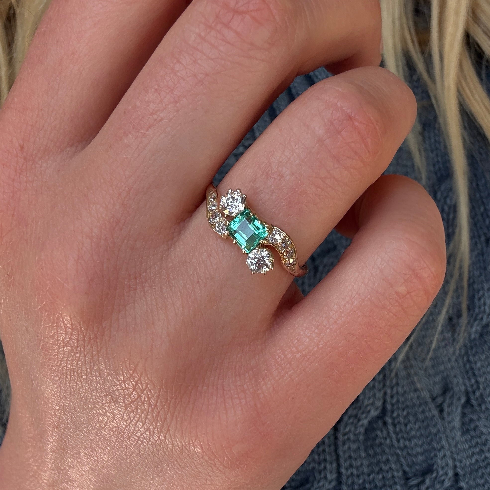 Victorian Emerald and Diamond Ring-Charlotte Sayers Antique Jewellery