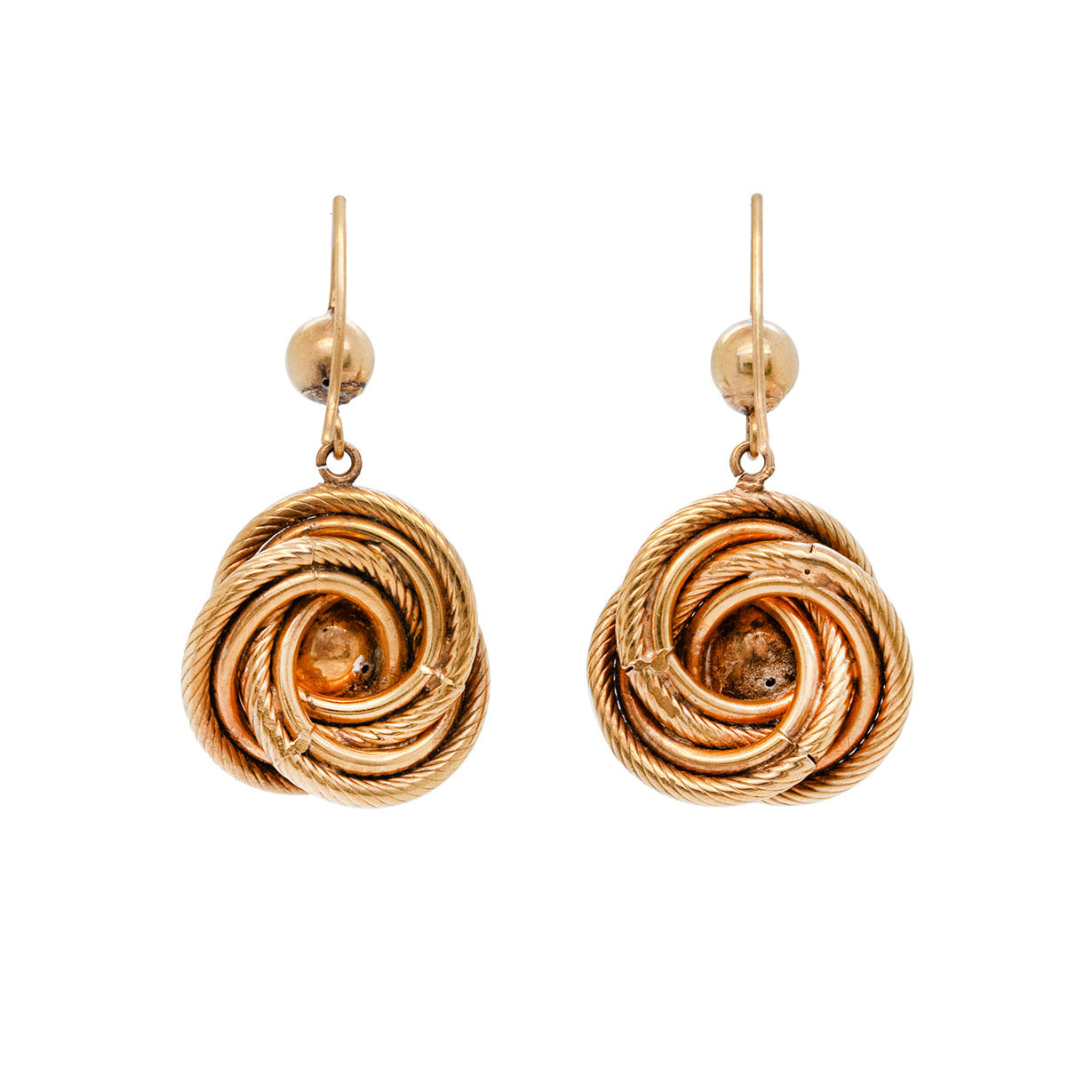 Victorian Gold Knot Earrings-Charlotte Sayers Antique Jewellery