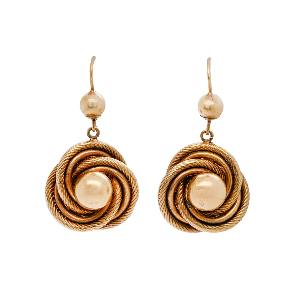 Victorian Gold Knot Earrings-Charlotte Sayers Antique Jewellery