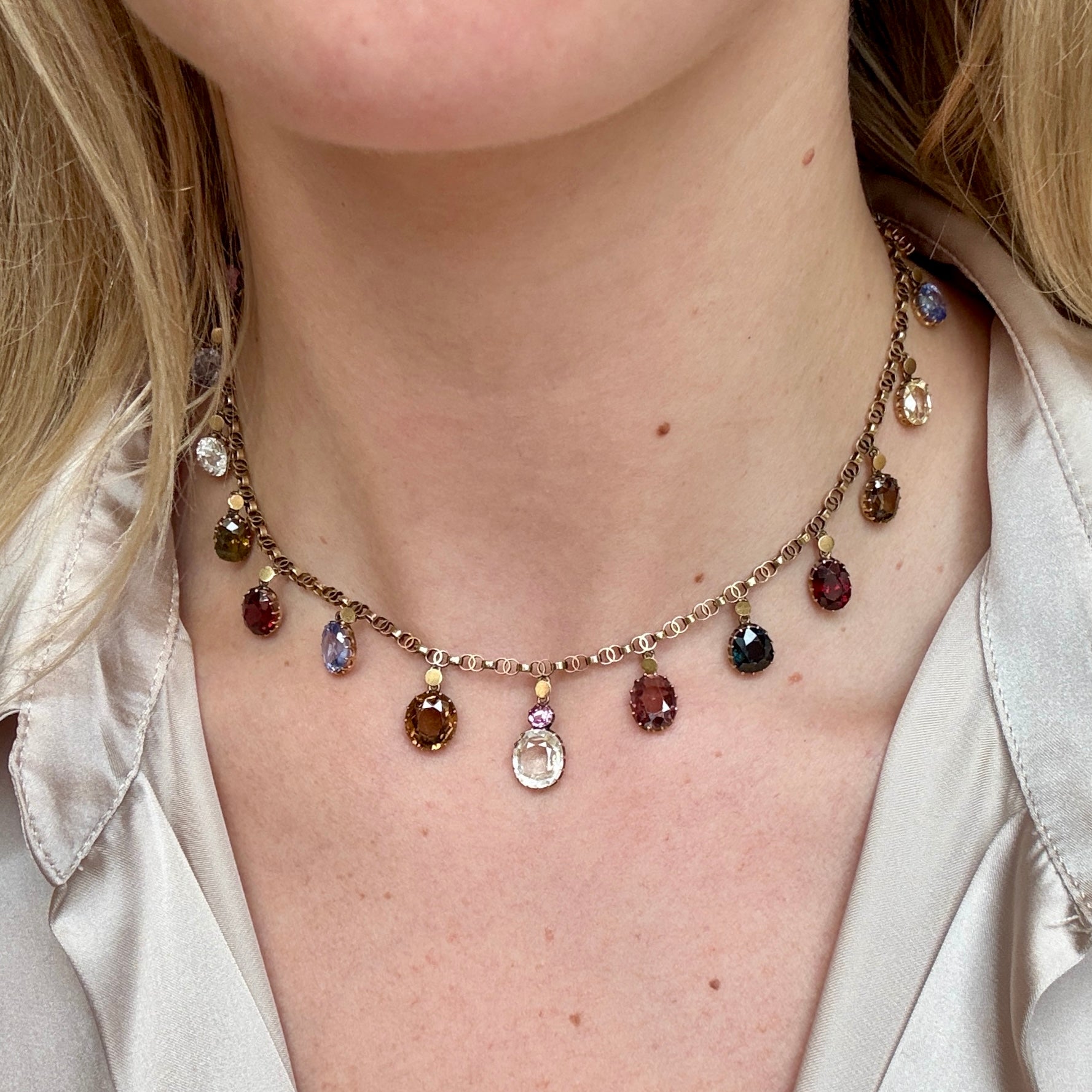 Victorian Multi Gem Necklace-Charlotte Sayers Antique Jewellery