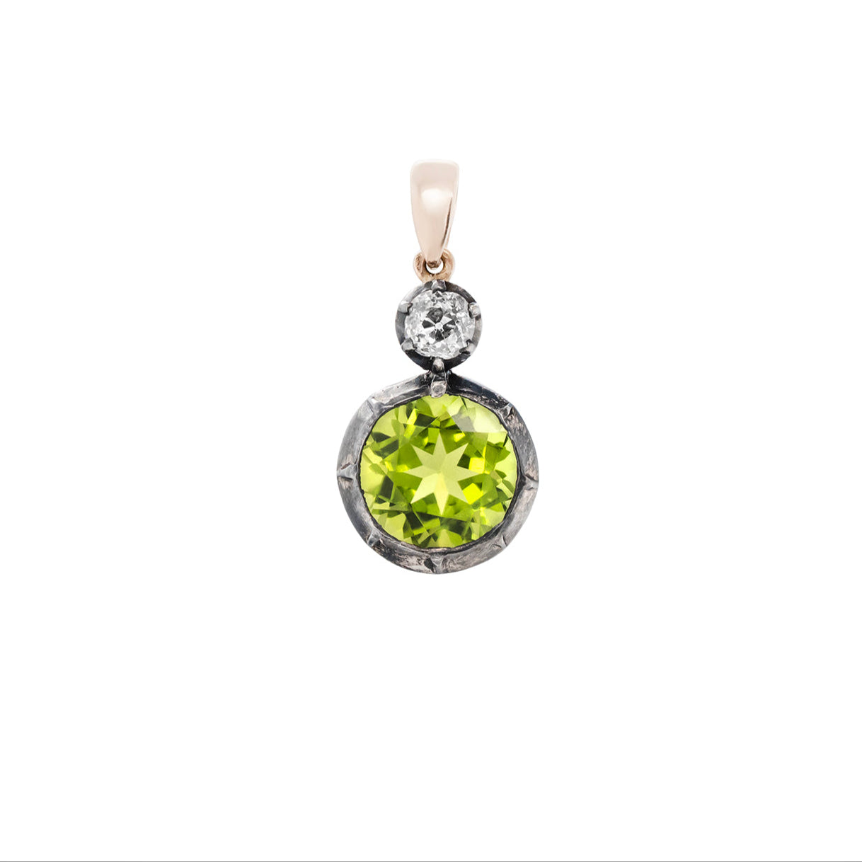 Victorian Peridot and Diamond Pendant-Charlotte Sayers Antique Jewellery