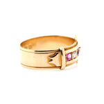 Victorian Ruby and Diamond Buckle Ring Ring-Charlotte Sayers Antique Jewellery