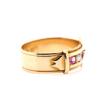 Victorian Ruby and Diamond Buckle Ring Ring-Charlotte Sayers Antique Jewellery