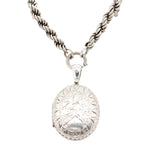 Victorian Silver Locket and Chain-Charlotte Sayers Antique Jewellery