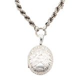 Victorian Silver Locket and Chain-Charlotte Sayers Antique Jewellery