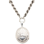 Victorian Silver Locket and Chain-Charlotte Sayers Antique Jewellery