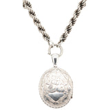 Victorian Silver Locket and Chain-Charlotte Sayers Antique Jewellery