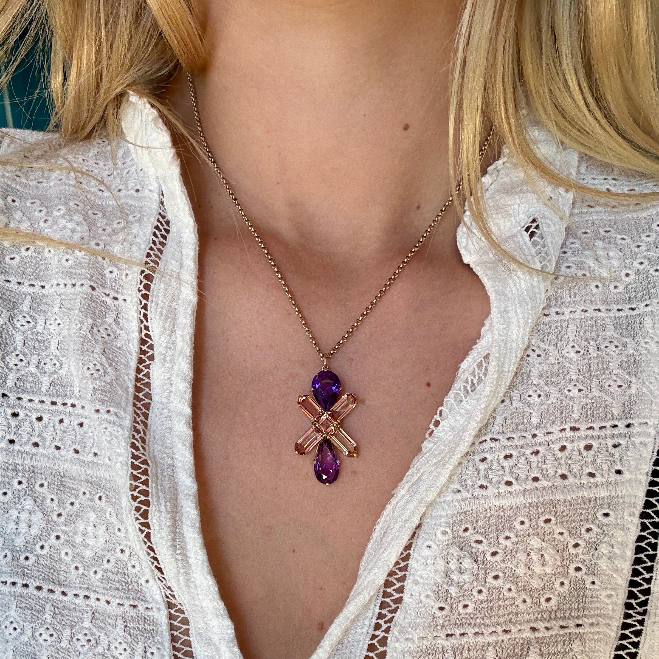 Victorian Topaz and Amethyst Pendant-Charlotte Sayers Antique Jewellery