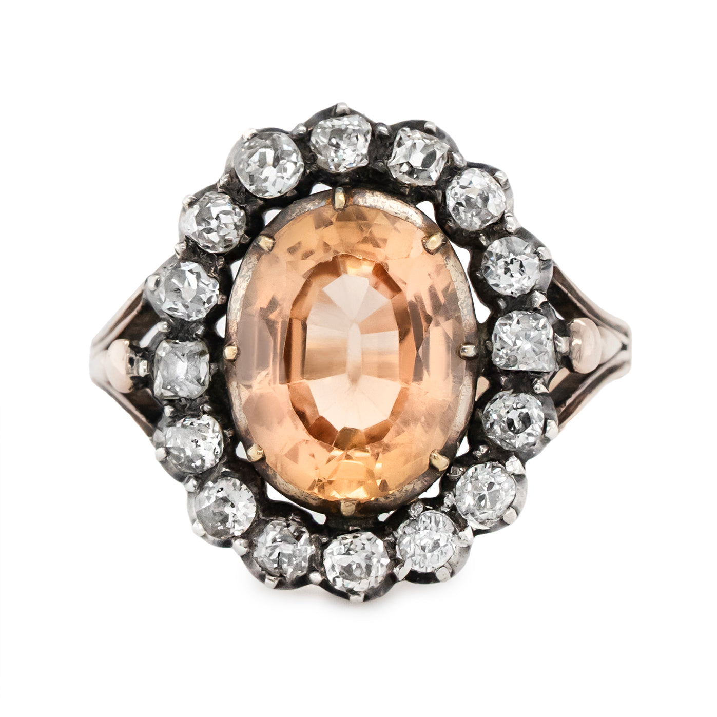 Victorian Topaz and Diamond Cluster Ring-Charlotte Sayers Antique Jewellery