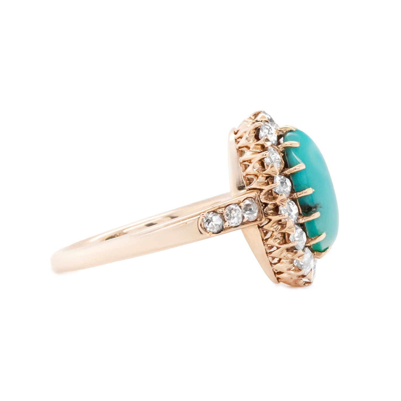 Victorian Turquoise and Diamond Cluster Ring-Charlotte Sayers Antique Jewellery