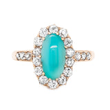 Victorian Turquoise and Diamond Cluster Ring-Charlotte Sayers Antique Jewellery