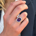 Vintage Amethyst and Diamond Cluster Ring-Charlotte Sayers Antique Jewellery