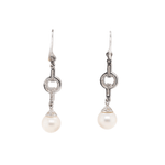 Vintage Diamond and Pearl Drop Earrings-Charlotte Sayers Antique Jewellery