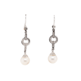 Vintage Diamond and Pearl Drop Earrings-Charlotte Sayers Antique Jewellery