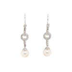 Vintage Diamond and Pearl Drop Earrings-Charlotte Sayers Antique Jewellery