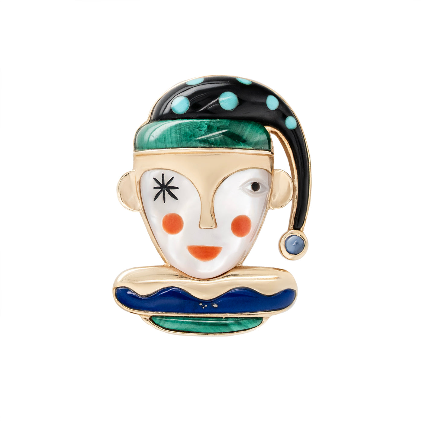 Winking Jester Brooch-Charlotte Sayers Antique Jewellery