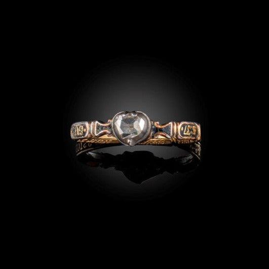 Georgian Diamond and Enamel Memorial Ring