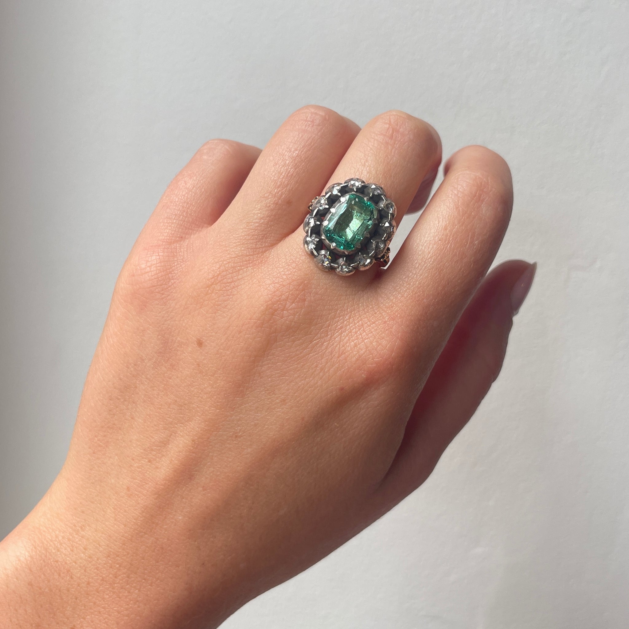 Georgian Emerald and Diamond Ring