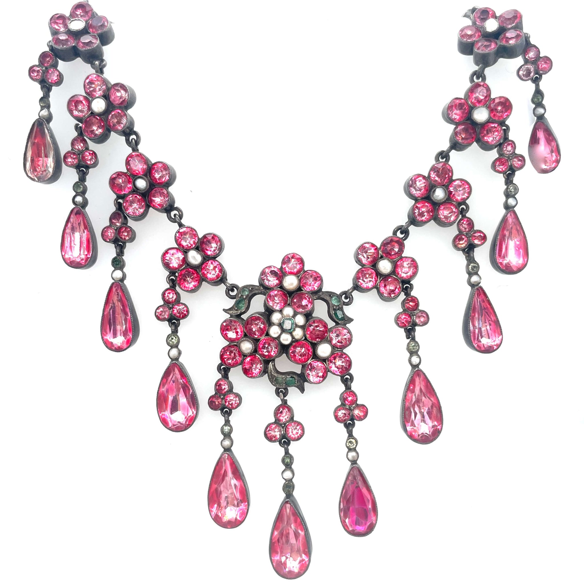 Edwardian Pink Paste Drop Necklace