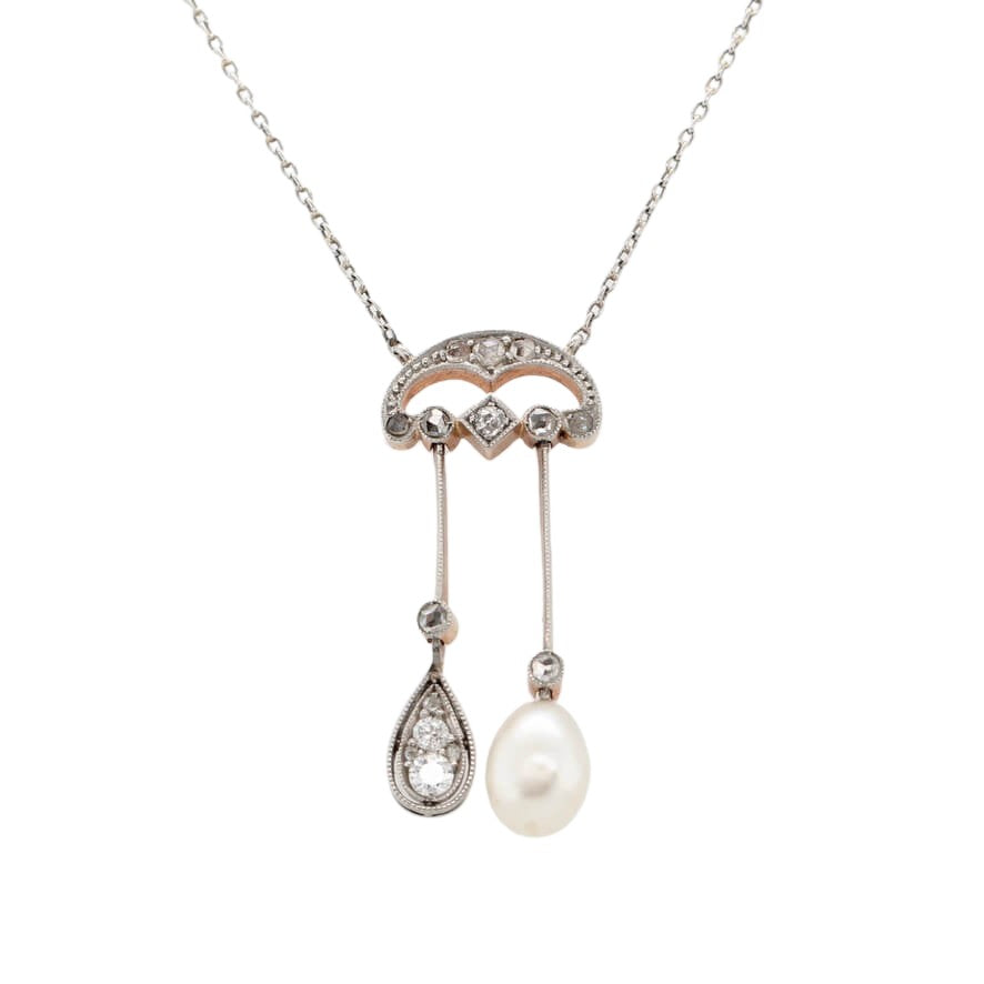 Edwardian Pearl and Diamond Pendant