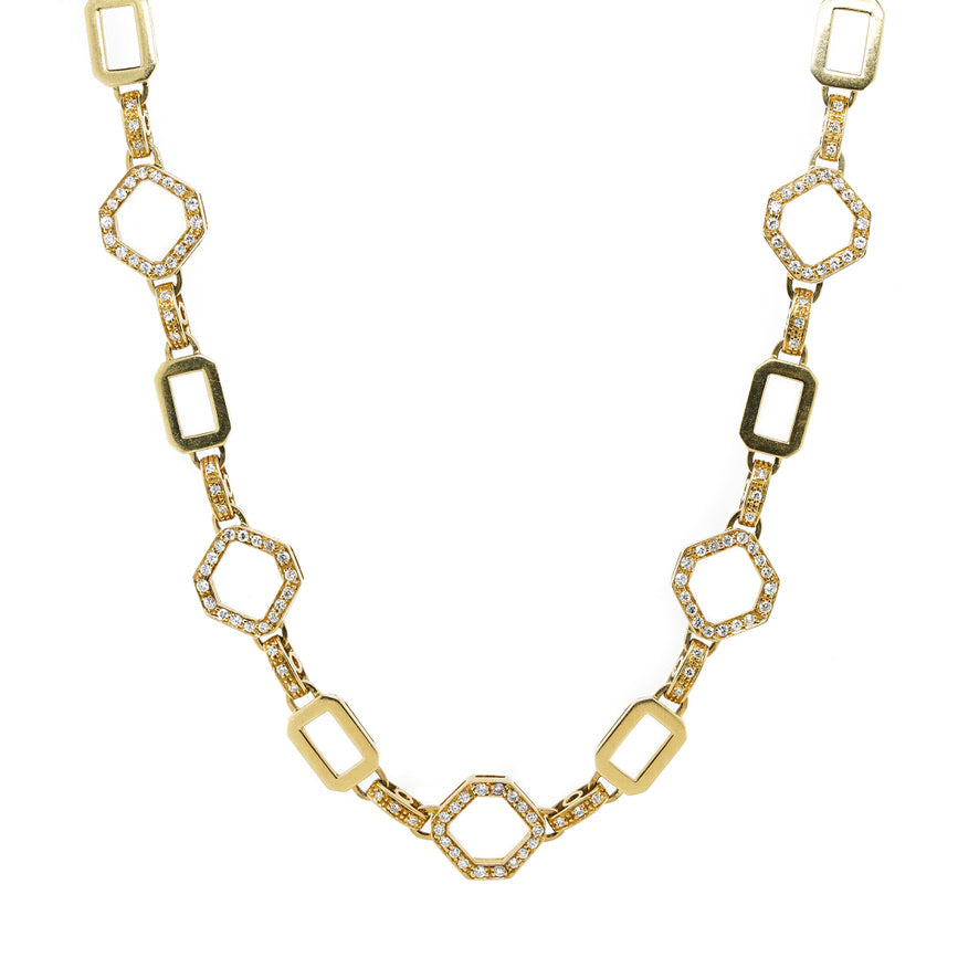 Hexagonal Link Diamond Necklace