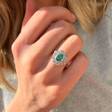 Emerald and Old Cut Diamond Cluster Ring