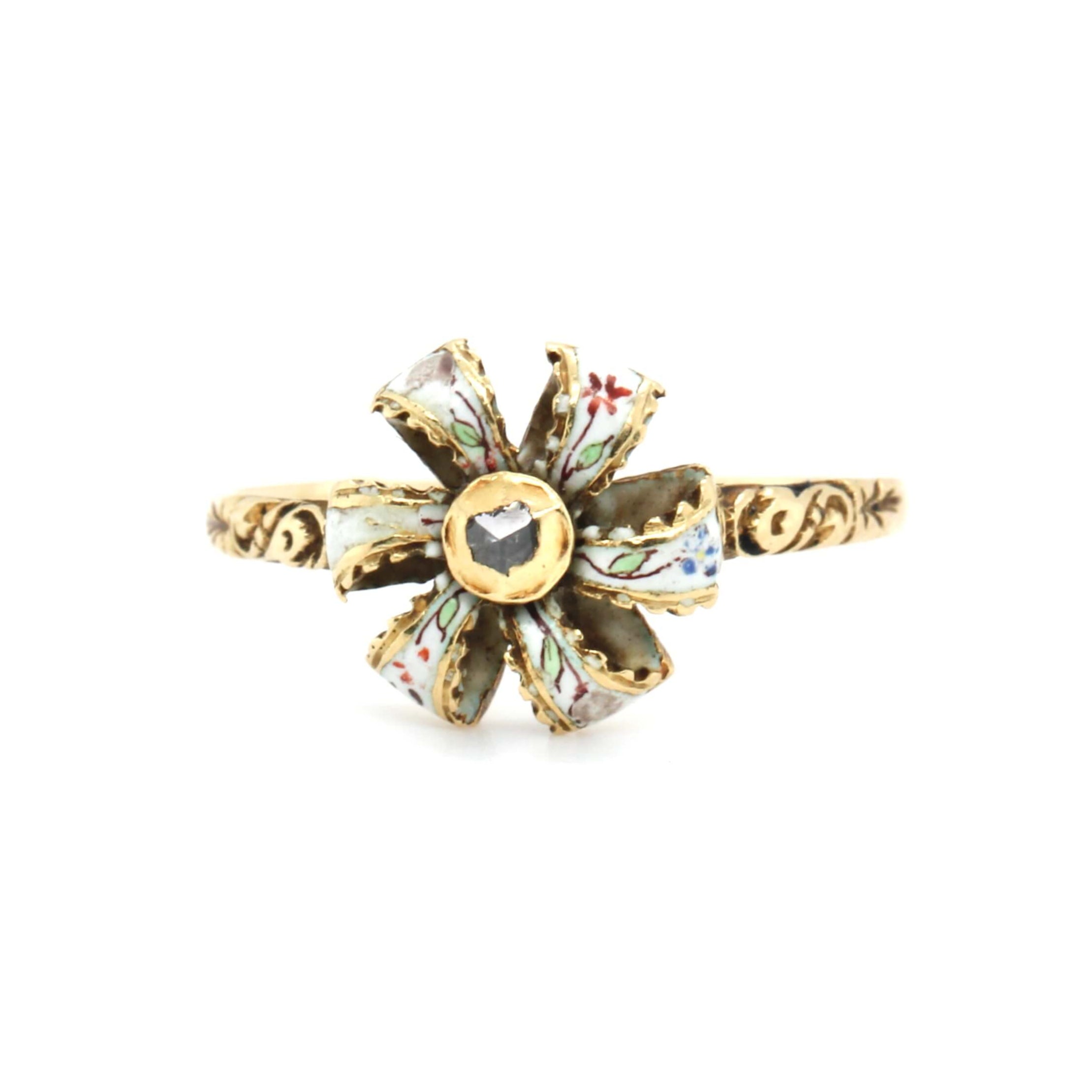 17th Century Diamond and Enamel Ring-Charlotte Sayers Antique Jewellery