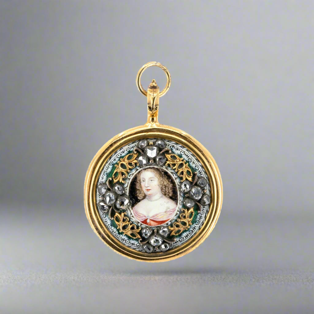 17th Century Enamel and Diamond Pendant-Charlotte Sayers Antique Jewellery