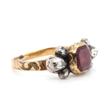 17th Century Garnet and Rose Cut Diamond Ring-Charlotte Sayers Antique Jewellery