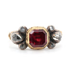 17th Century Garnet and Rose Cut Diamond Ring-Charlotte Sayers Antique Jewellery