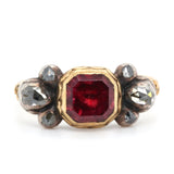 17th Century Garnet and Rose Cut Diamond Ring-Charlotte Sayers Antique Jewellery