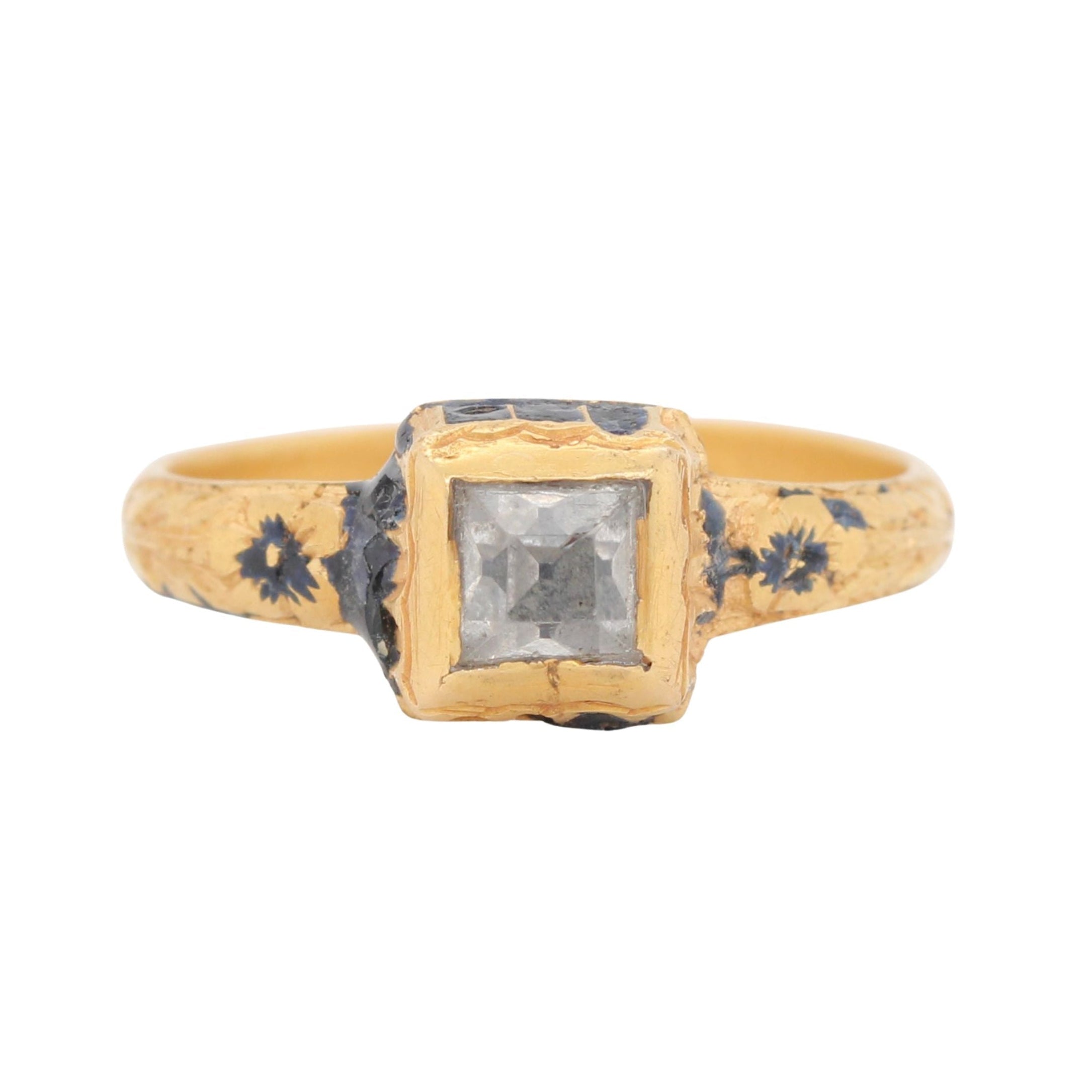 17th Century Rock Crystal and Enamel Ring-Charlotte Sayers Antique Jewellery