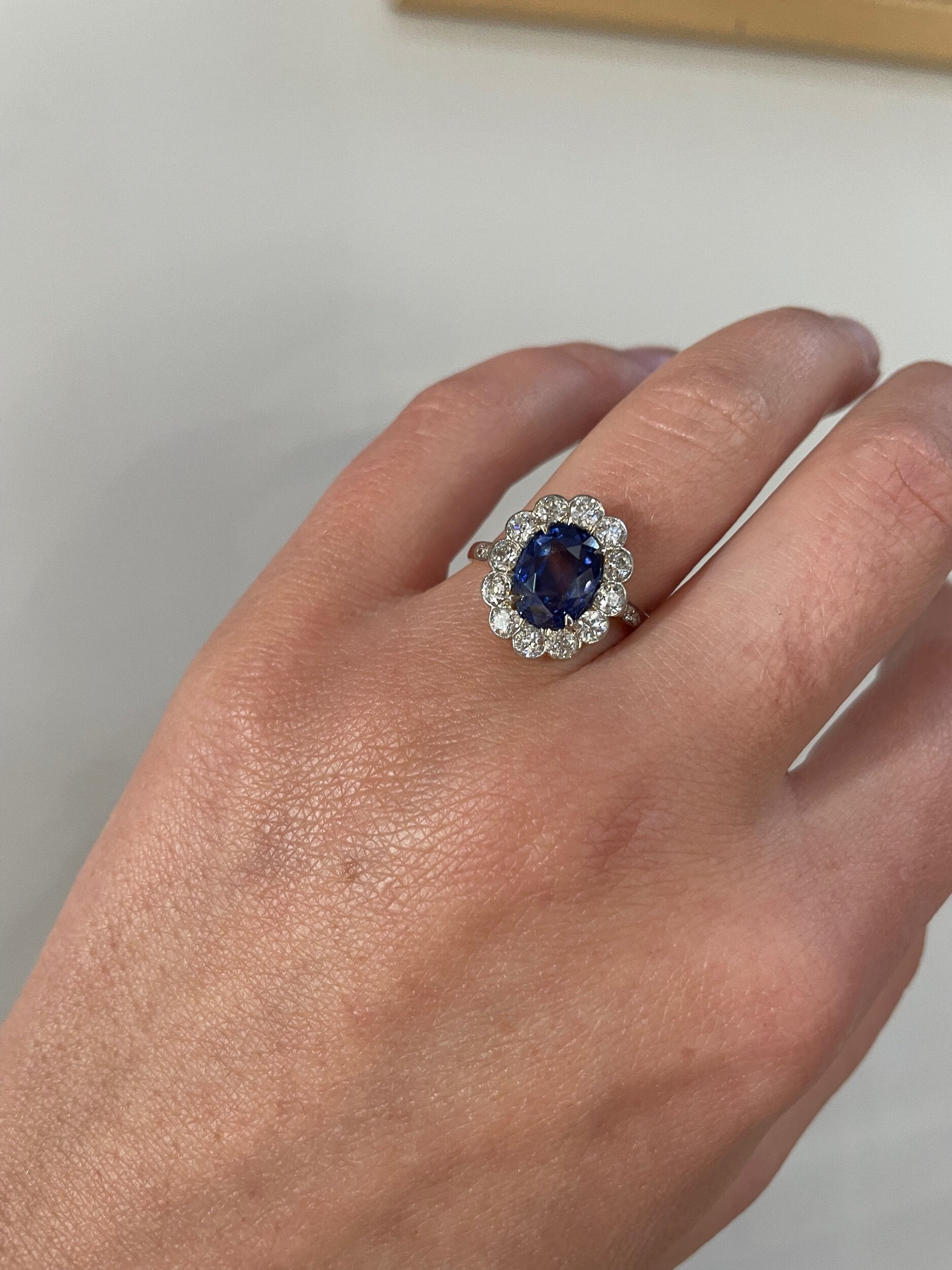 18ct Gold, Sapphire and Diamond Cluster Ring-Charlotte Sayers Antique Jewellery