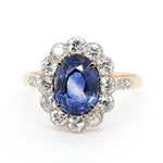 18ct Gold, Sapphire and Diamond Cluster Ring-Charlotte Sayers Antique Jewellery