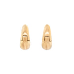 18ct Gold Teardrop Banded Texture Earrings-Charlotte Sayers Antique Jewellery