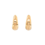 18ct Gold Teardrop Banded Texture Earrings-Charlotte Sayers Antique Jewellery